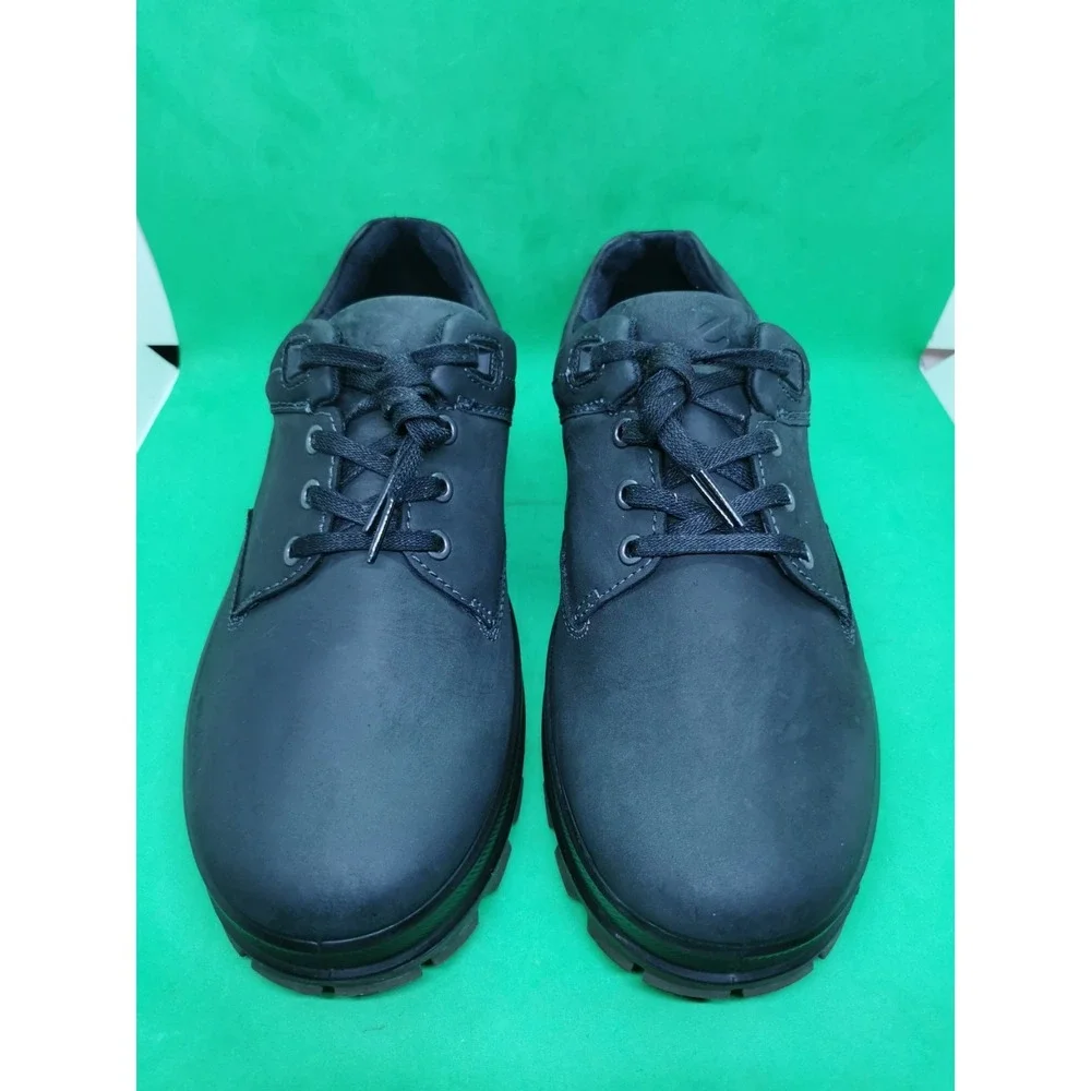 Ecco Hydromax Rugged Track Waterproof Low Shoes Black Leather Mens Siz 42 /8-8.5